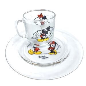 Rare Disney x Duralex Mickey Minnie Mug & Plate Saucer Set
